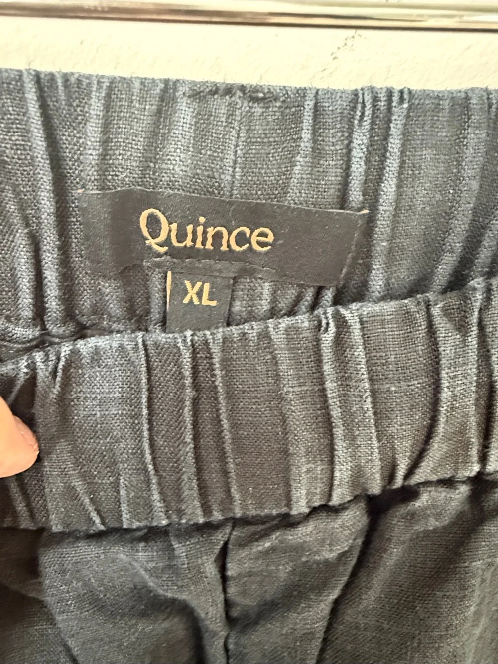 Quince Black 100% European Linen Pull On Pants XL Cropped